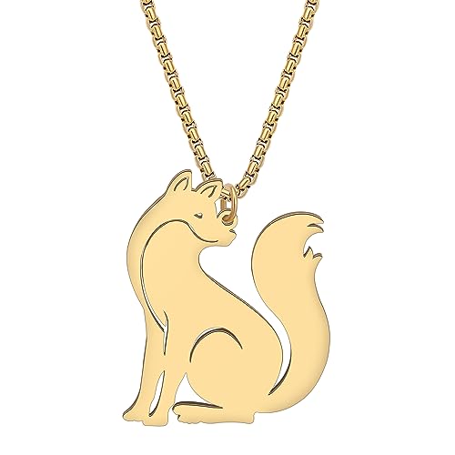 RAIDIN Edelstahl 18K Gold Silber plattiert süße Fuchs Halskette für Damen Mädchen Kinder Tier Anhänger Schmuck Geschenke für Weihnachten Fuchsliebhaber (Gold-163) von RAIDIN