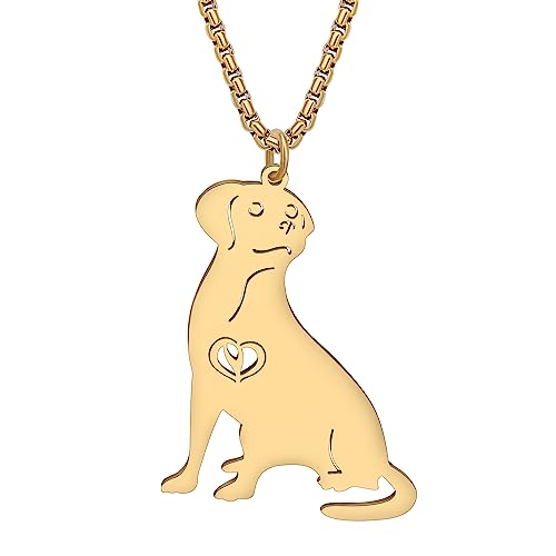 RAIDIN Edelstahl 18K Gold plattiert süßen Hund Hündchen Halskette für Damen Mädchen Tier Welpe Anhänger Schmuck Geschenke für Haustiere Liebhaber (Gold-009 Labrador) von RAIDIN