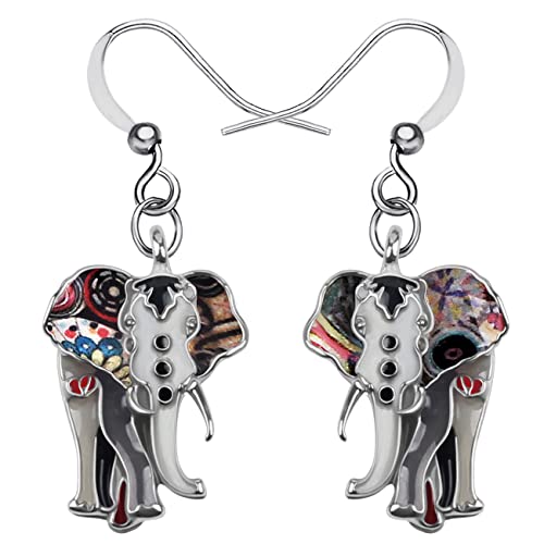 RAIDIN Kreative Emaille Legierung Süße Elefant Haken Ohrringe Tier Baumeln Ohrringe Schmuck für Damen Mädchen Geschenke Geburtstag Party Charms (Grau) von RAIDIN