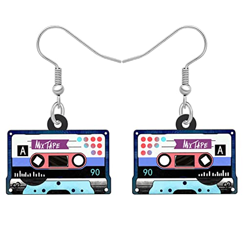 RAIDIN Niedlich Acryl Valentinstag Haken Ohrringe für Damen Mädchen Weird Funny Jukebox TV Kassette Band mit Herz Dangle Ohrringe Schmuck für Geschenke Party Charms (Himmel) von RAIDIN