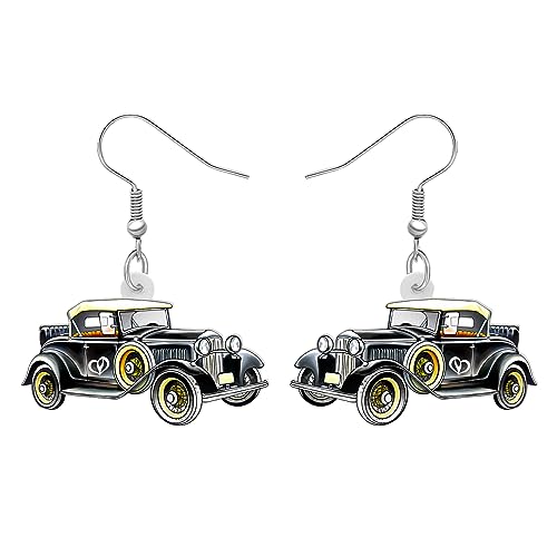 RAIDIN Süße Acryl Klassische Schwarze Auto-Ohrringe für Damen Mädchen Vintage Auto baumeln Tropfen Haken Ohrringe Schmuck für Geschenke (Auto B) von RAIDIN