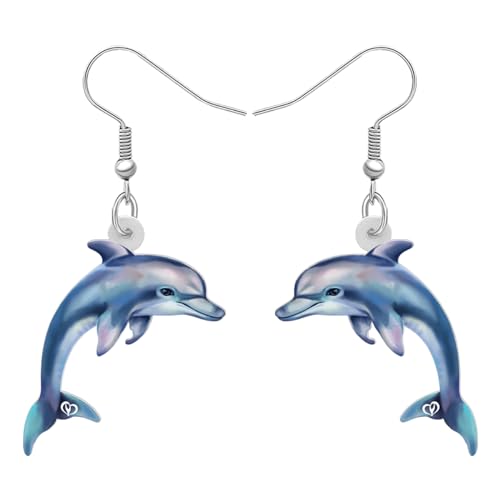 RAIDIN Süße Acryl Ozean Tier Delfin baumeln Haken Ohrringe für Damen Mädchen Anime Marine Leben Schmuck Geschenke für Strand Party Charms (Marineblau) von RAIDIN