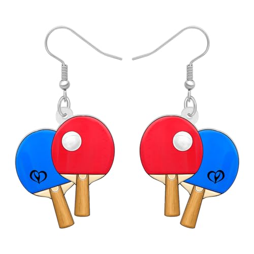 RAIDIN Süße Acryl Sport Bälle baumeln Haken Ohrringe Schmuck für Damen Mädchen Tischtennisball Fussball Ohrringe Geschenke für Sportliebhaber (Ping Pong Ohrringe) von RAIDIN