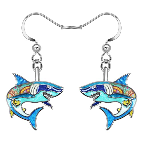 RAIDIN Süße Emaille Legierung Ozean Tier Kreativ Hai Dangle Drop Ohrringe für Damen Mädchen Mode Meer Tier Schmuck für Geschenke Geburtstag Charms (Hai) von RAIDIN