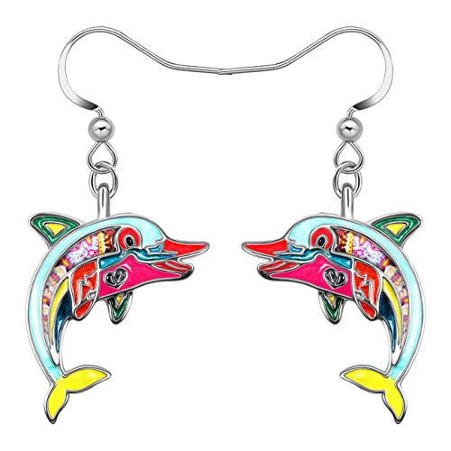 RAIDIN Süße Emaille Legierung Ozean Tier Kreative Delphin Baumeln Tropfen Ohrringe für Damen Mädchen Mode Meer Tierschmuck für Geschenke Geburtstag Charms (Rose) von RAIDIN