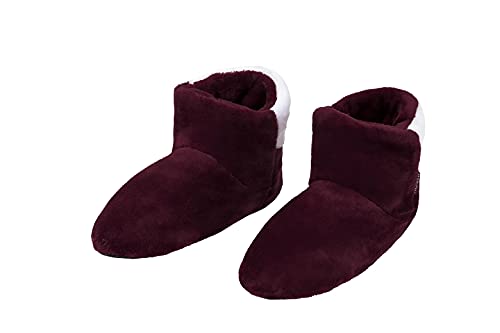 RAIKOU Cosyshoe Hausschuhe-Pantoffel Stiefel für Damen, Herren aus Micro Flausch mit ABS und Rutschfester Sohle, Super Flauschige (Weinrot,34-37) von RAIKOU