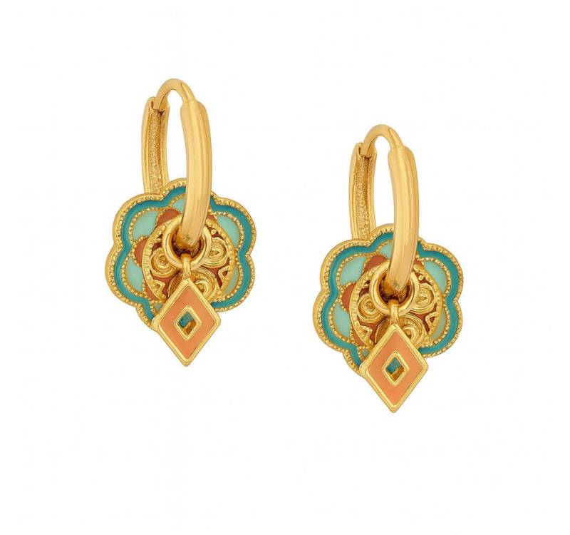 RAIKOU Creolen-Set Abnehmbare Kupfer Ohrringe vergoldet Damen – Emaille Design (3-Teil, 4-Teil), Vintage-Stil mit dezenter, luxuriöser Eleganz von RAIKOU