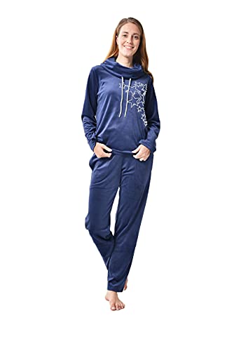 RAIKOU Damen Hausanzug Freizeitanzug Fitnessanzug Trainingsanzug Jogginganzug Schlafanzug(40/42, Nachtblau) von RAIKOU