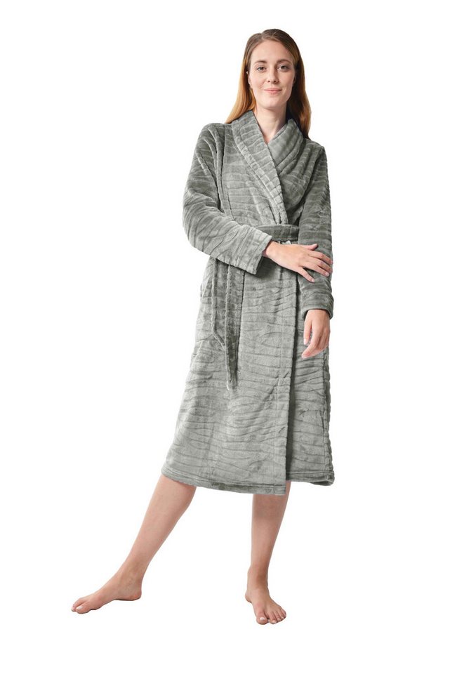 RAIKOU Damenbademantel RAIKOU Damen Morgenmantel Saunamantel weiches und super flauschiges, 100% Polyester, ohne Kapuze, Mit passendem Gürtel, 100% Kuschlig Weiche Microfaser,onhe kapuze von RAIKOU