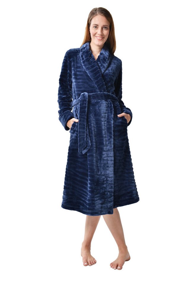 RAIKOU Damenbademantel RAIKOU Damen Morgenmantel Saunamantel weiches und super flauschiges, 100% Polyester, ohne Kapuze, Mit passendem Gürtel, 100% Kuschlig Weiche Microfaser,onhe kapuze von RAIKOU