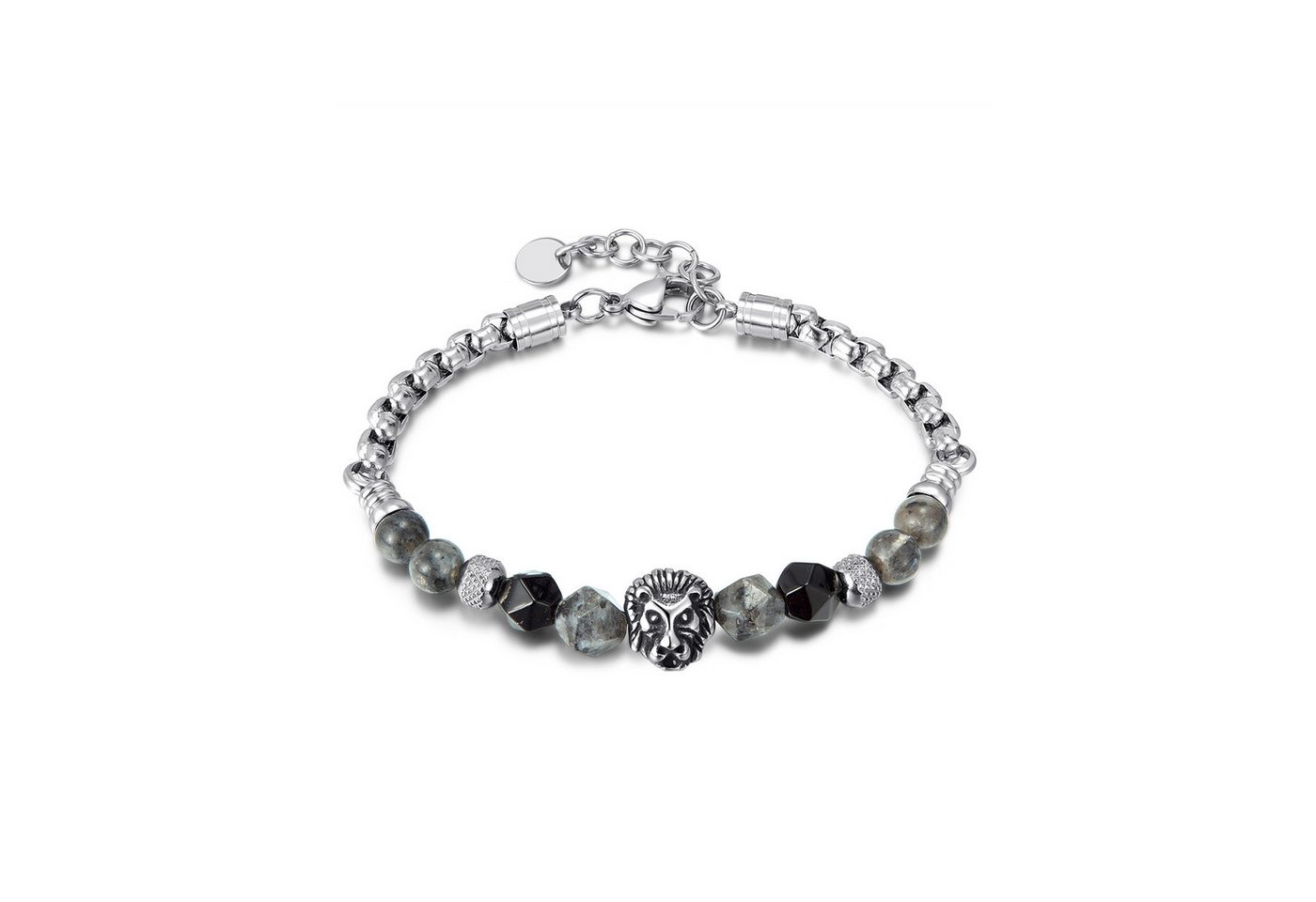 RAIKOU Edelstahlarmband LÖWENKOPF ARMBAND Naturstein Edelstahl Armband, aus Naturstein von RAIKOU