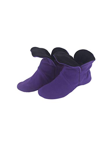 RAIKOU Hausschuhe für Damen, Herren für drinnen aus Micro Fleece mit ABS und Rutschfester Sohle,Haussocken Stoppersocken mit Super Flauschige Hüttenschuhe (Helllila/Schwarz,37/40) von RAIKOU