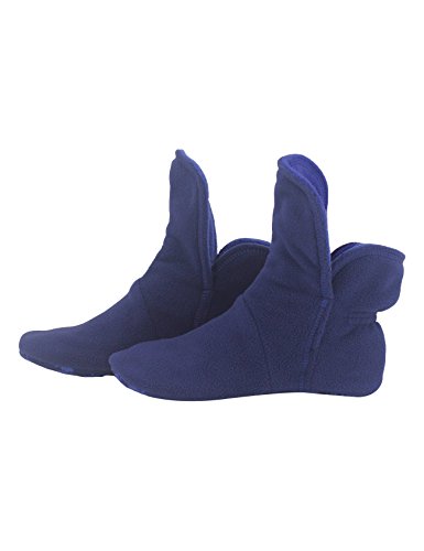 RAIKOU Hausschuhe für Damen, Herren für drinnen aus Micro Fleece mit ABS und Rutschfester Sohle,Haussocken Stoppersocken mit Super Flauschige Hüttenschuhe (Navy/Royalblau,34/37) von RAIKOU