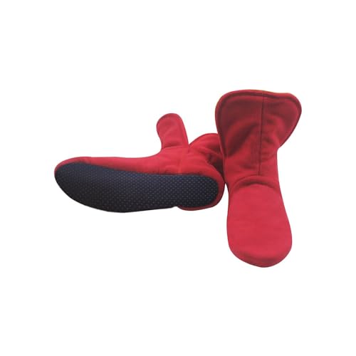 RAIKOU Hausschuhe für Damen, Herren für drinnen aus Micro Fleece mit ABS und Rutschfester Sohle,Haussocken Stoppersocken mit Super Flauschige Hüttenschuhe (Rot/Orange,37/40) von RAIKOU