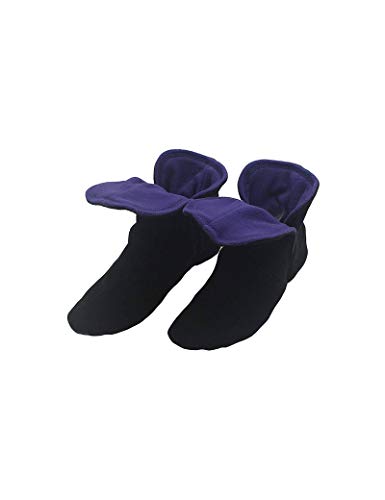 RAIKOU Hausschuhe für Damen, Herren für drinnen aus Micro Fleece mit ABS und Rutschfester Sohle,Haussocken Stoppersocken mit Super Flauschige Hüttenschuhe (Schwarz/Helllila,34/37) von RAIKOU