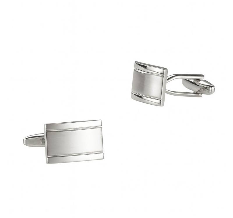 RAIKOU Manschettenknöpfe Gestreifte Edelstahl mit 925 Silber-Einlage (glänzend) (Set), 925er Silber-Einlage von RAIKOU