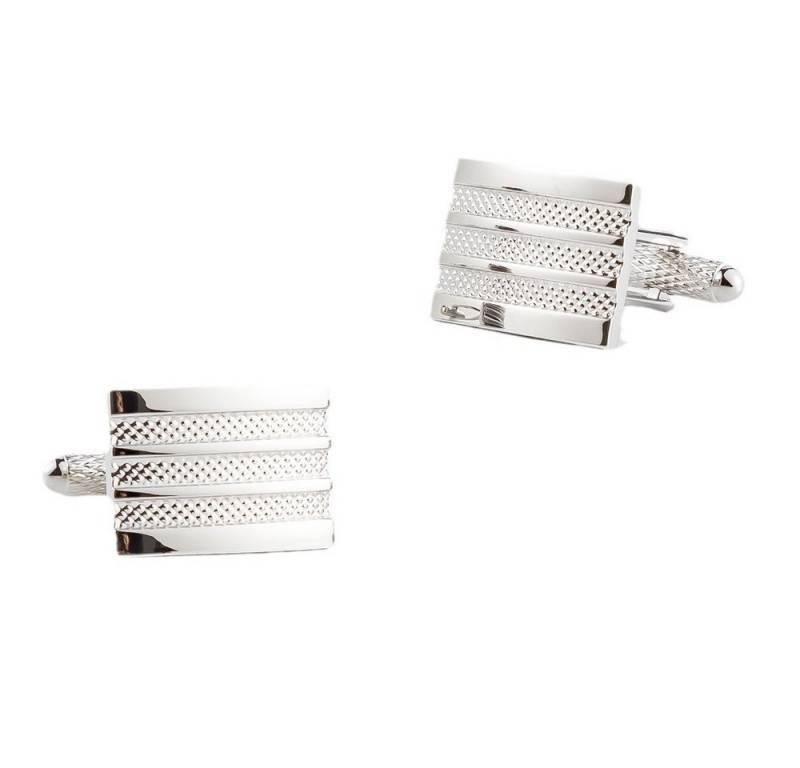 RAIKOU Manschettenknöpfe Gestreifte Edelstahl mit 925 Silber-Einlage (glänzend) (Set), 925er Silber-Einlage von RAIKOU