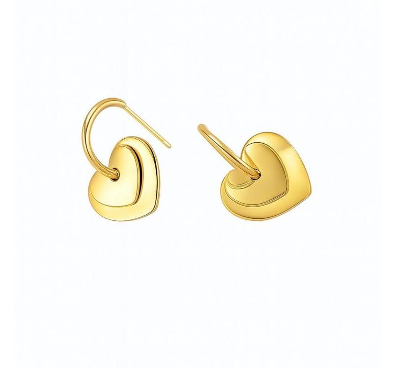 RAIKOU Ohrring-Set Edelstahl-Ohrringe, vergoldet, doppelte Herzanhänger, drei Farben erhältlich von RAIKOU