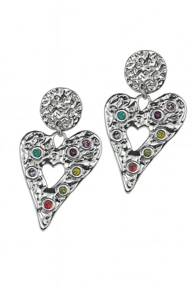 RAIKOU Paar Ohrhänger Statement-Ohrringe Damen Herzform mit Kristallen, aus Zirkonia von RAIKOU