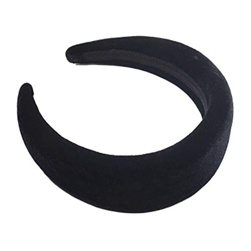 RAILONCH Haarreif, Damen Stirnband Mode Breite Seite Flanell Dickes Schwamm Haarband Haarschmuck (Schwarz) von RAILONCH