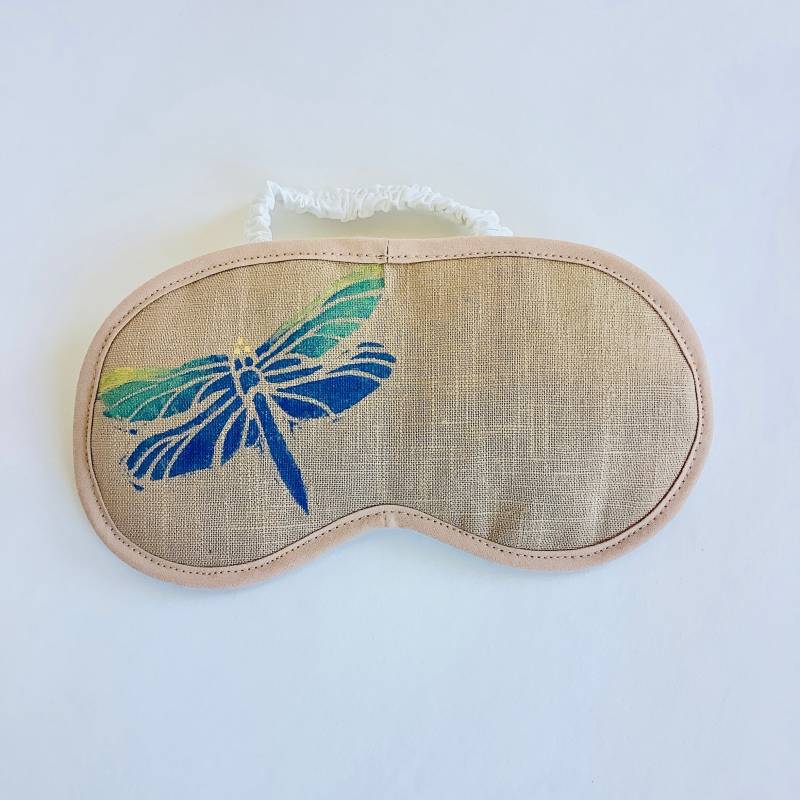 Hand Bedruckte Leinen Augenmaske Libellen Motiv, Mit Baumwolle Gefüttert Hand Bedruckte Leinen Augenmaske Libellen Motiv, Mit Baumwolle Gefüttert von RAINAATELIER