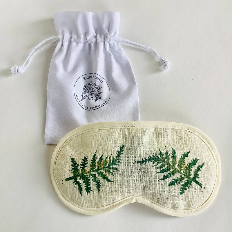 Lavendel Leinen Augenmaske Handgedrucktes Farn Design, Entspannungs-Schlafmaske Lavendel Leinen Augenmaske Handgedrucktes Farn Design, Entspannungs-Schlafmaske von RAINAATELIER