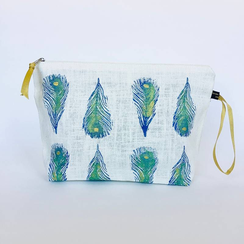 Schminktasche Pfauenfeder Print Kosmetik - & Kulturbeutel Schminktasche Pfauenfeder Print Kosmetik - & Kulturbeutel von RAINAATELIER