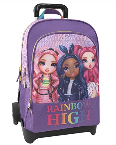 RAINBOW HIGH - Abnehmbarer Trolley-Rucksack mit Tragegriff und versenkbaren Schultergurten, Reißverschluss und Fronttasche mit Reißverschluss - Rucksack für Mädchen - Schulrucksack 36 x 23 x 47 cm, von Franco Cosimo Panini