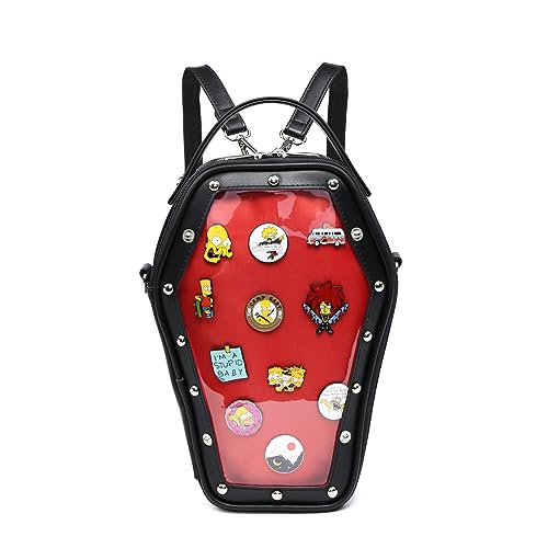 RAINBOW SMILE Damen Gothic Fashion Ita Bag Rucksack Geldbörsen und Handtaschen Halloween Umhängetasche, B-black rot von RAINBOW SMILE