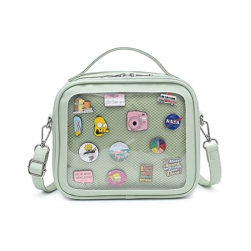 RAINBOW SMILE Ita Bag Kawaii Crossbody Geldbörse Messenger Clear Shoulder Bags Pin Display Bag, Grün von RAINBOW SMILE