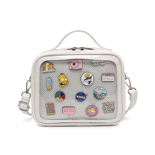 RAINBOW SMILE Ita Bag Kawaii Crossbody Geldbörse Messenger Clear Shoulder Bags Pin Display Bag, 23-Laser-Weiß von RAINBOW SMILE