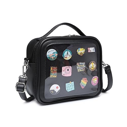 RAINBOW SMILE Ita Bag Kawaii Crossbody Geldbörse Messenger Clear Shoulder Bags Pin Display Bag, 23-schwarz von RAINBOW SMILE
