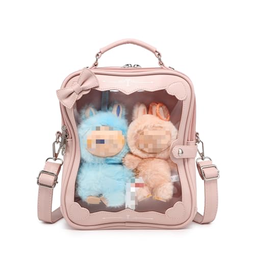 RAINBOW SMILE Ita Bag Mehrzweck-Rucksack, Umhängetasche, Geldbörse, Kawaii-Pin-Display-Tasche, Anime-Nadel-Einsatz, niedliche Puppentasche, Pink von RAINBOW SMILE
