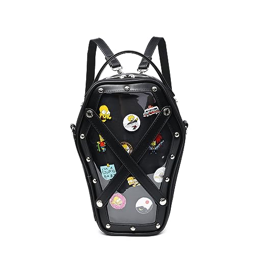 RAINBOW SMILE Ita Bag Rucksack Gothic Sarg Form Mode Geldbörsen und Handtaschen Halloween JK Taschen für Anime Pins Display, B-schwarz, Classic von RAINBOW SMILE