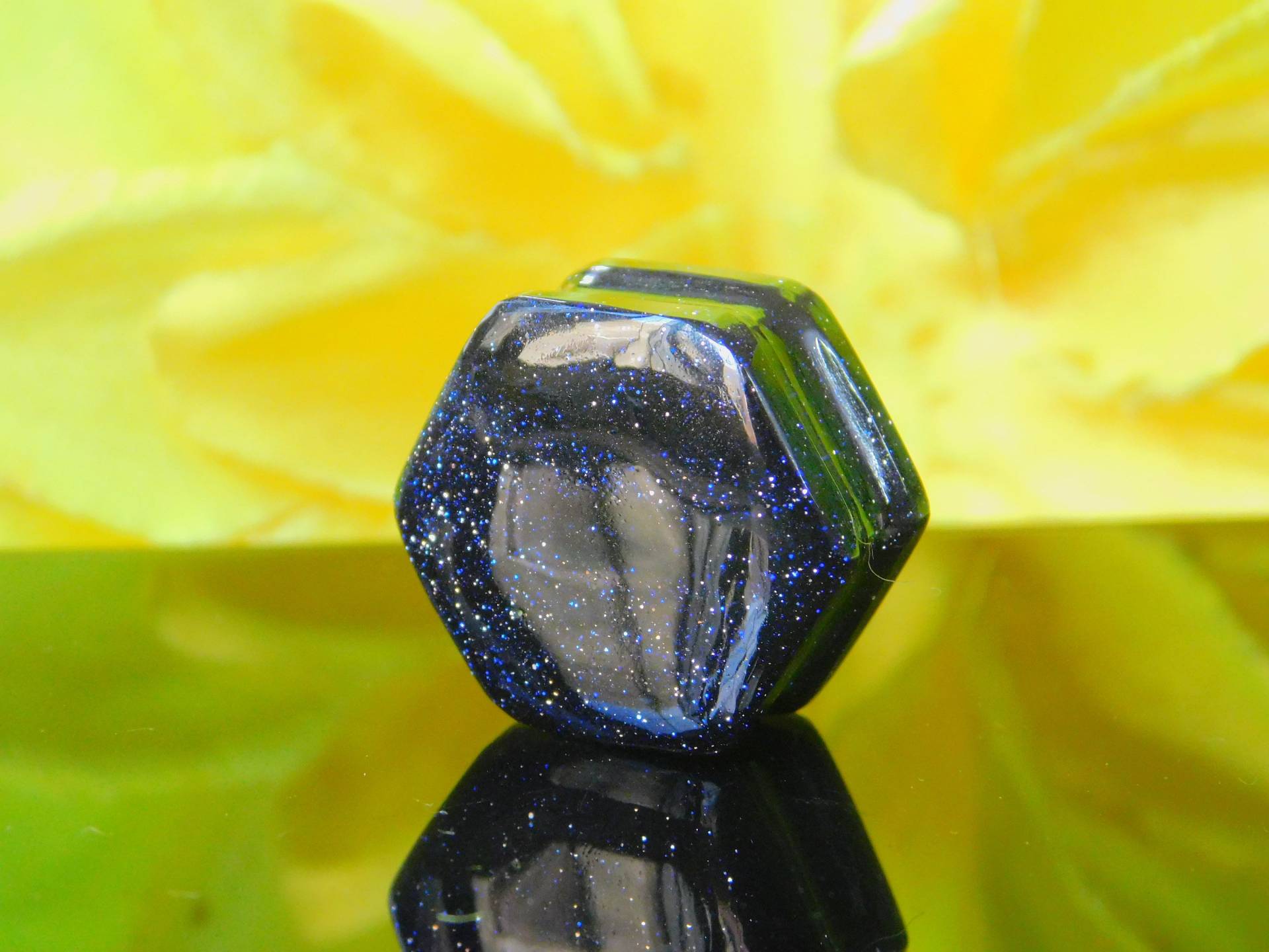 Blue Goldstone Hexagon Plug Gauge - Double Flare Glas Ohrstecker Paar Wunderschön Polierte Größen 8G Bis | 30mm Blue Goldstone Hexagon Plug Gauge - Double Flare Glas Ohrstecker Paar Wunderschön Polierte Größen 8G Bis | 30mm von RAINBOWGEMS2018