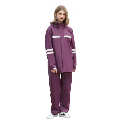 RAINFREEM Regenanzug für Damen und Herren, wasserdichte Regenjacke und Hosenanzug mit reflektierenden Streifen, Allsport-Regenmantel, Anti-Sturm, Violett, Small RAINFREEM Regenanzug für Damen und Herren, wasserdichte Regenjacke und Hosenanzug mit reflektierenden Streifen, Allsport-Regenmantel, Anti-Sturm, Violett, Small von RAINFREEM
