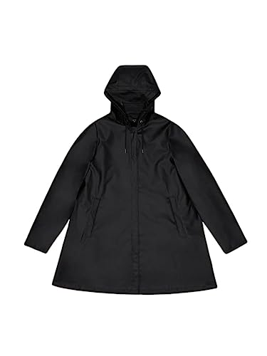 RAINS A-Linie W Jacke - Wasserdichte Jacke für Frauen Mantel mit Kapuze Ausrüstung, Schwarz, XL von RAINS