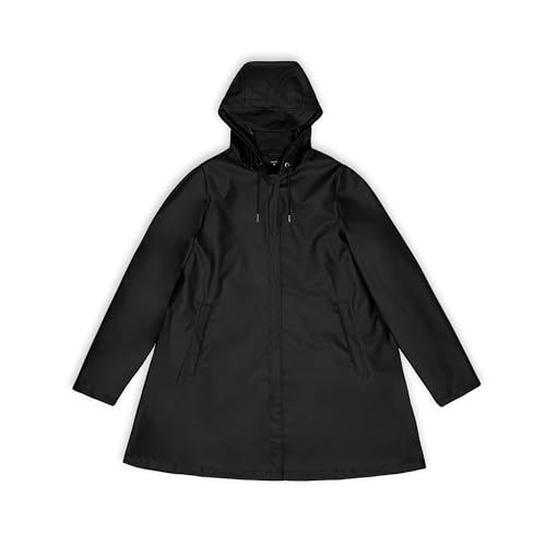 RAINS A-Linie W Jacke - Wasserdichte Jacke für Frauen Mantel mit Kapuze Ausrüstung, Schwarz, XS RAINS A-Linie W Jacke - Wasserdichte Jacke für Frauen Mantel mit Kapuze Ausrüstung, Schwarz, XS von RAINS