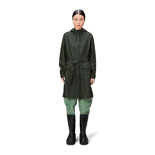 RAINS Damen Gebogene wasserdichte Jacke, 03 Grün, M von RAINS