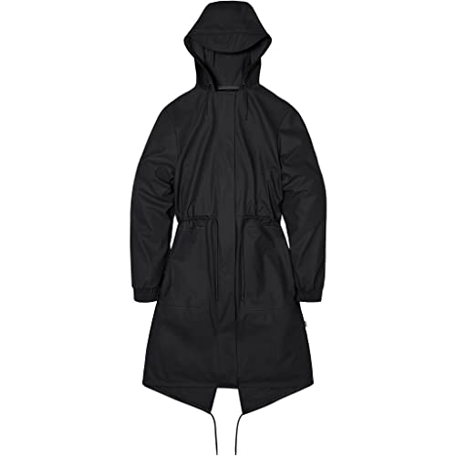 RAINS Damen String Parka, 01 Schwarz, M von RAINS