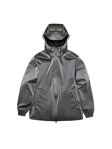 RAINS Rains Storm Breaker ist ein Unisex-Regenmantel mit sportlichem Look und einigen Regendetails. Dieses Modell beinhaltet einen wasserdichten Zwei-Wege-Reißverschluss, eine Kapuze mit Kapuzen., von RAINS