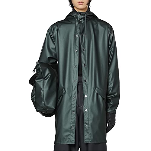 RAINS Unisex Lange Jacke Regenjacke, 60 Silber Pine, XL von RAINS