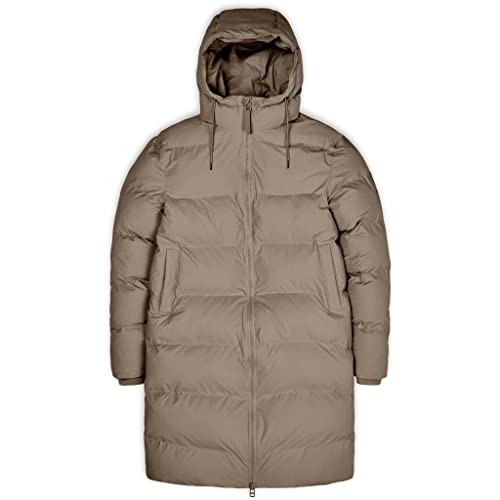 RAINS Unisex Lange Pufferjacke Regenjacke, 17 Taupe, M von RAINS