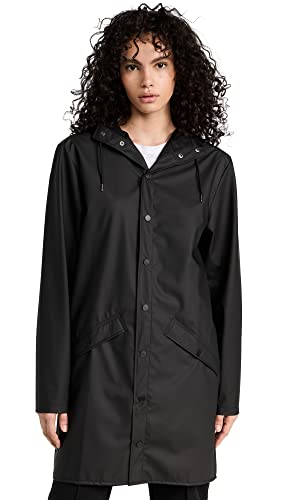 RAINS Unisex Lange wasserdichte Jacke, 01 Schwarz, L von RAINS