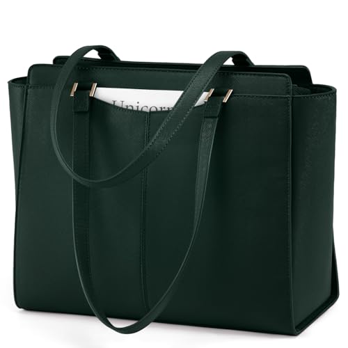 RAINSMORE Handtasche Damen Groß Shopper Tasche Damen Wasserdichte Laptoptasche 14 Zoll PU Leder Tote Bag mit Reißverschluss Innentasche Arbeitstasche Schultertaschen Henkeltasche von RAINSMORE