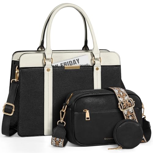 RAINSMORE Handtasche Damen Mittelgroß Tasche Leder Damenhandtaschen Klein Schultertaschen mit Umhängetasche 3-teiliges Set Henkeltasche für Schule Einkauf Reise Geschenk von RAINSMORE