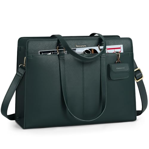 RAINSMORE Laptoptasche für Damen, 39,6 cm (15,6 Zoll), Arbeitstasche aus wasserdichtem Leder, Laptop-Tragetasche, professionelle Business-Büro-Aktentasche, große Computer-Laptop-Tasche, Handtasche von RAINSMORE