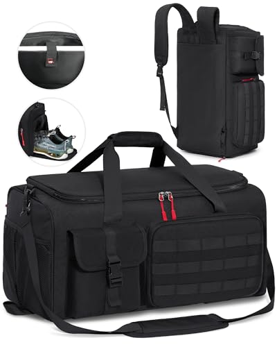 RAINSMORE Sporttasche Herren 45L Rucksackfunktion mit Schuhfach Reisetasche Trainingstasche von RAINSMORE