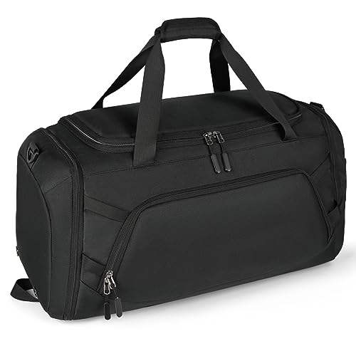 RAINSMORE Sporttasche Herren Reisetasche Groß 40L Weekender Damen mit Schuhfach Nassfach Wasserdicht Gym Bag Travel Bag Saunatasche Schwarz von RAINSMORE