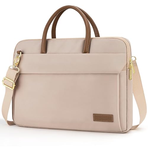 RAINYEAR 15,6 Zoll Laptop Hülle Umhängetasche Kompatibel mit 15,6 Zoll Macbook Notebook Computer Chromebook, Polyester-Umhängetasche Tragetasche Aktentasche mit Griff und Schultergurt, Helles Khaki von RAINYEAR make life easier